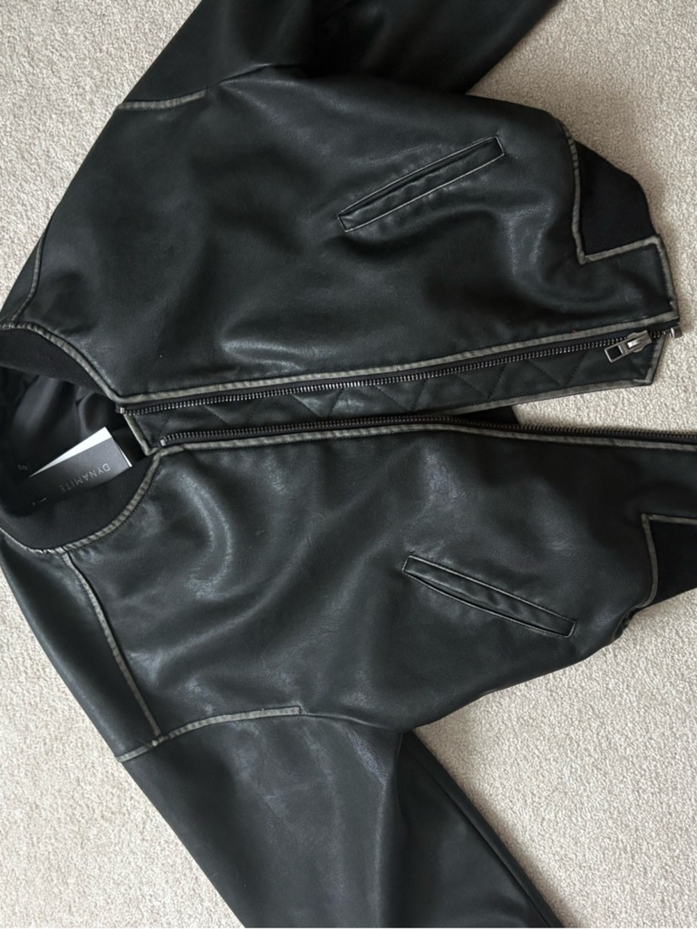 DYNAMITE VIRAL LEATHER BOMBER JACKET SIZE SMALL - Picture 4 of 7